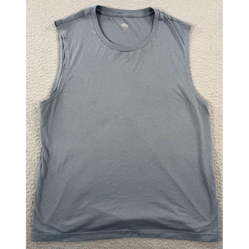 Alo Triumph Muscle Tank Men's Medium Gray Yoga Workout Sleeveless Crew Neck